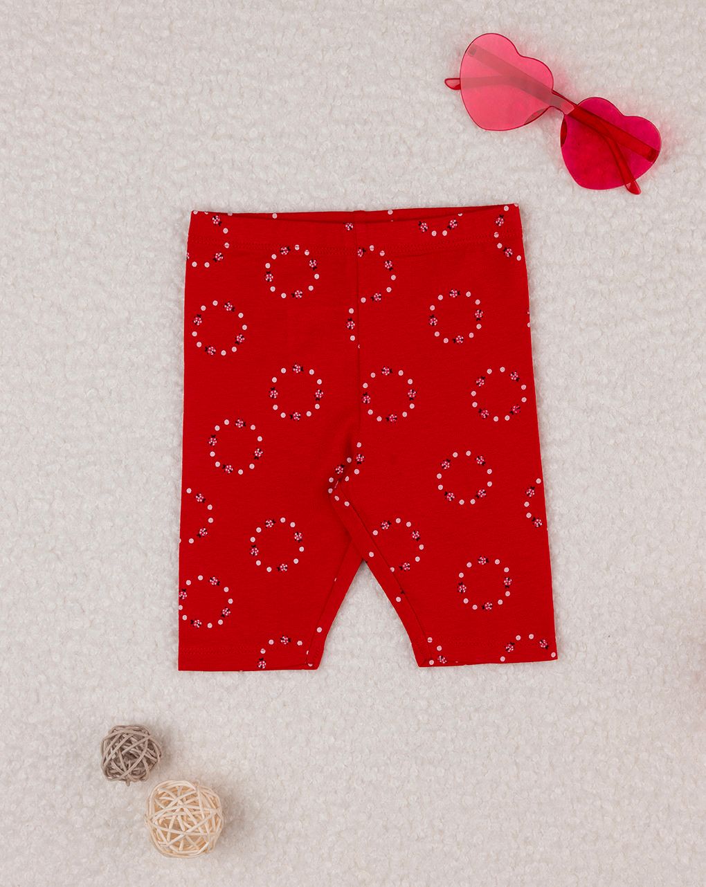 βρεφικό κολάν 3/4 κόκκινο με πασχαλίτσες για κορίτσι