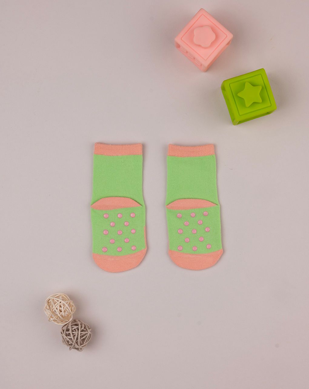 βρεφικά αντιολισθητικά καλτσάκια με ροδάκινα για κορίτσι - Prénatal