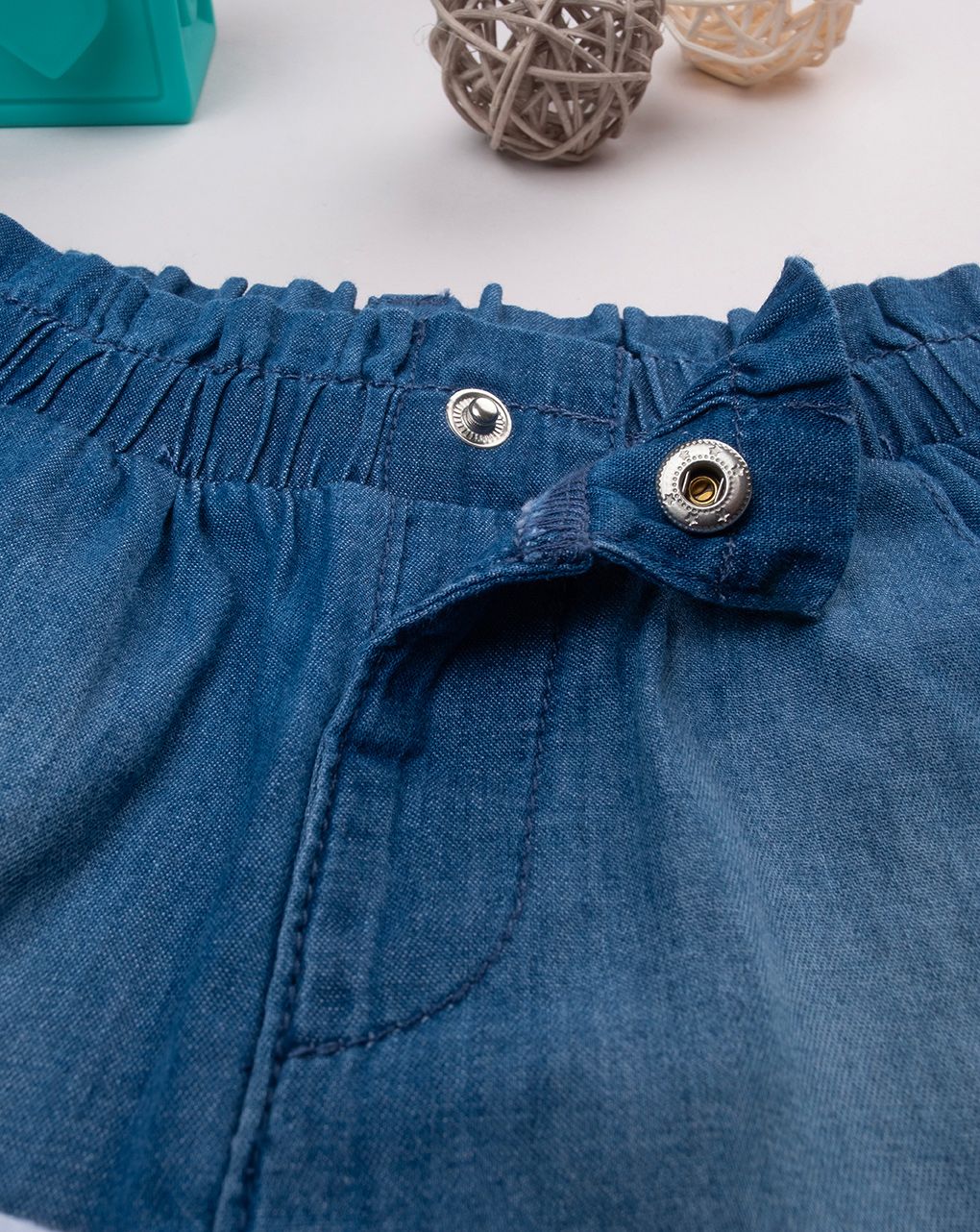 βρεφικό τζιν σορτσάκι μπλε με ζώνη για κορίτσι - Prénatal