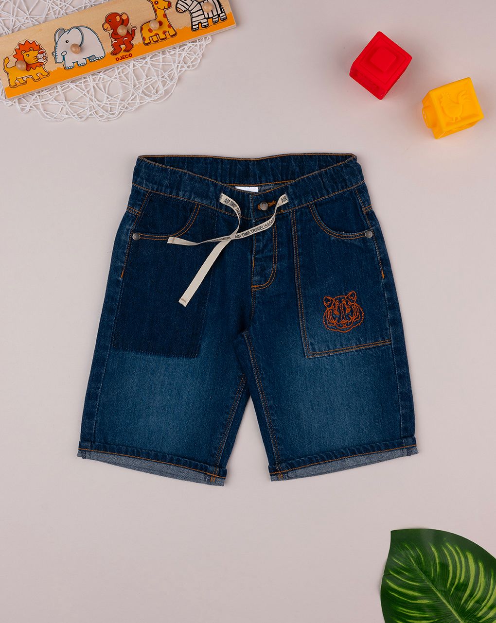 παιδική τζιν βερμούδα μπλε safari για αγόρι - Prénatal