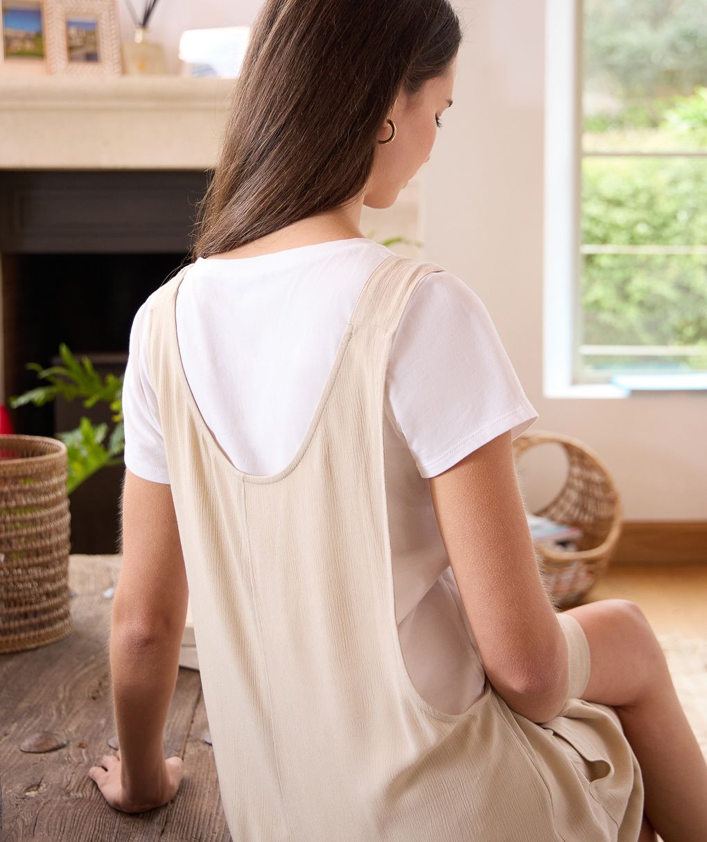 γυναικείο σετ σαλοπέτα μπεζ & t-shirt εγκυμοσύνης/θηλασμού - Prénatal