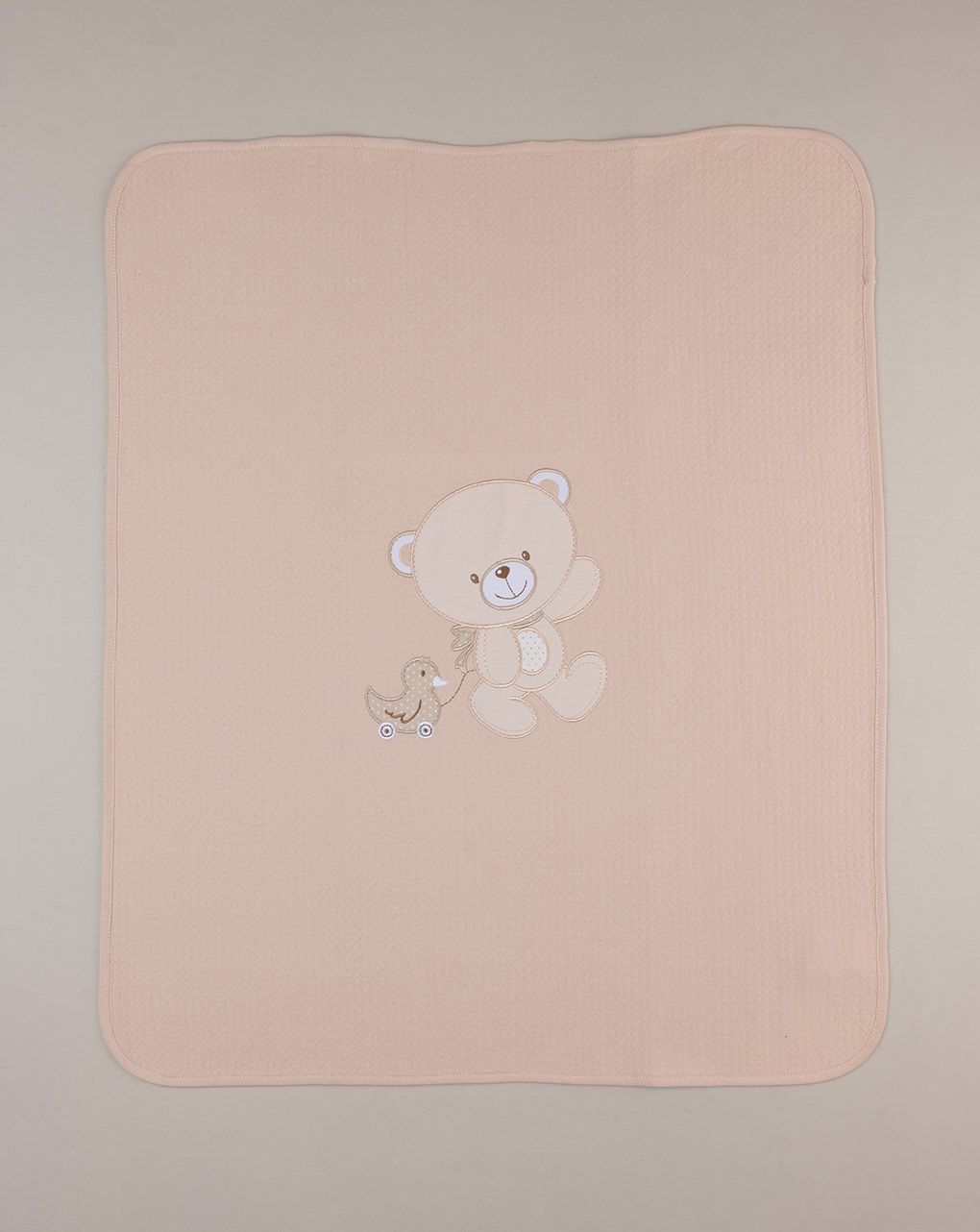 καλοκαιρινή κουβέρτα για λίκνο/πορτ-μπεμπέ μπεζ με αρκουδάκι