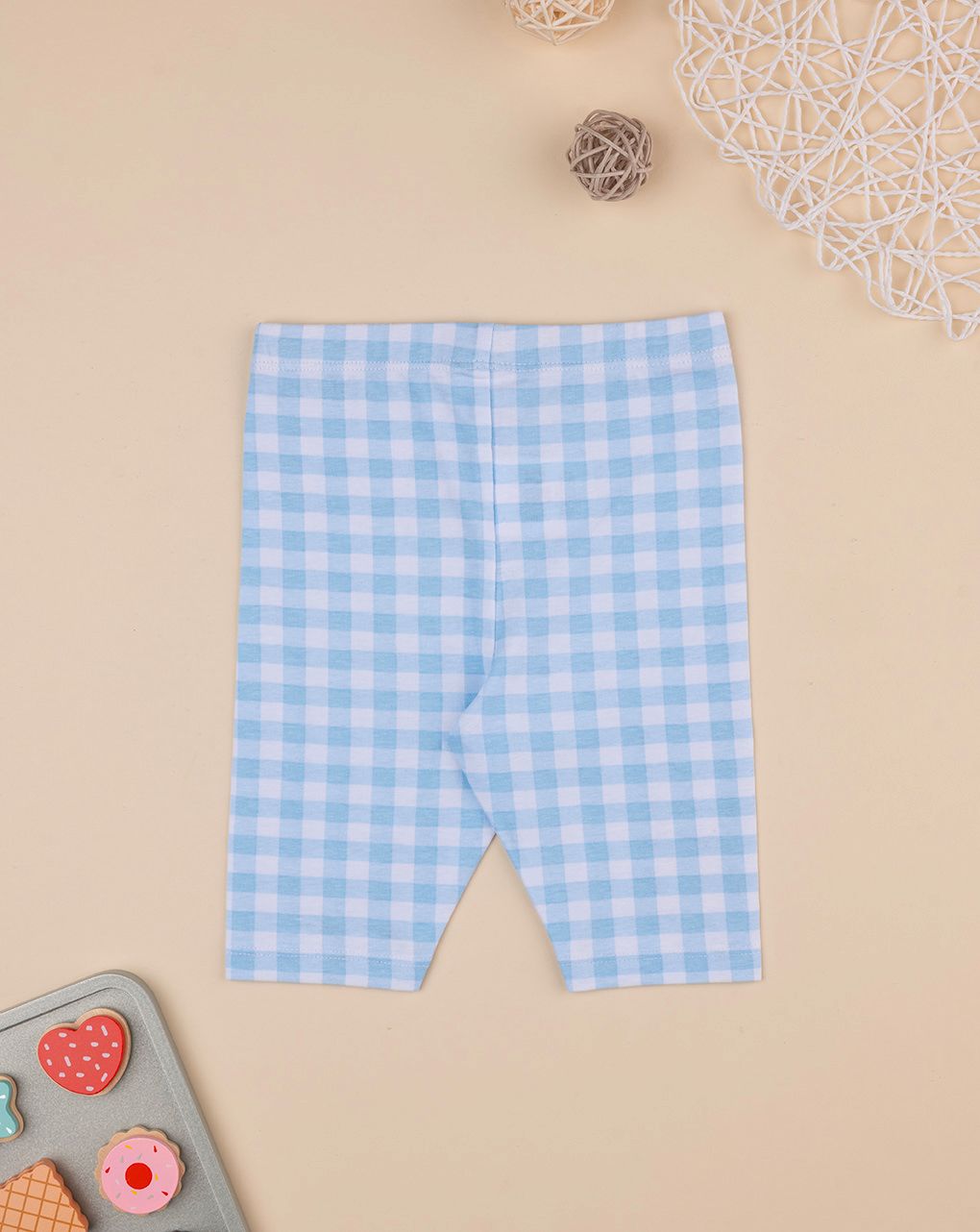 βρεφικό κολάν 3/4 καρό γαλάζιο/λευκό για κορίτσι