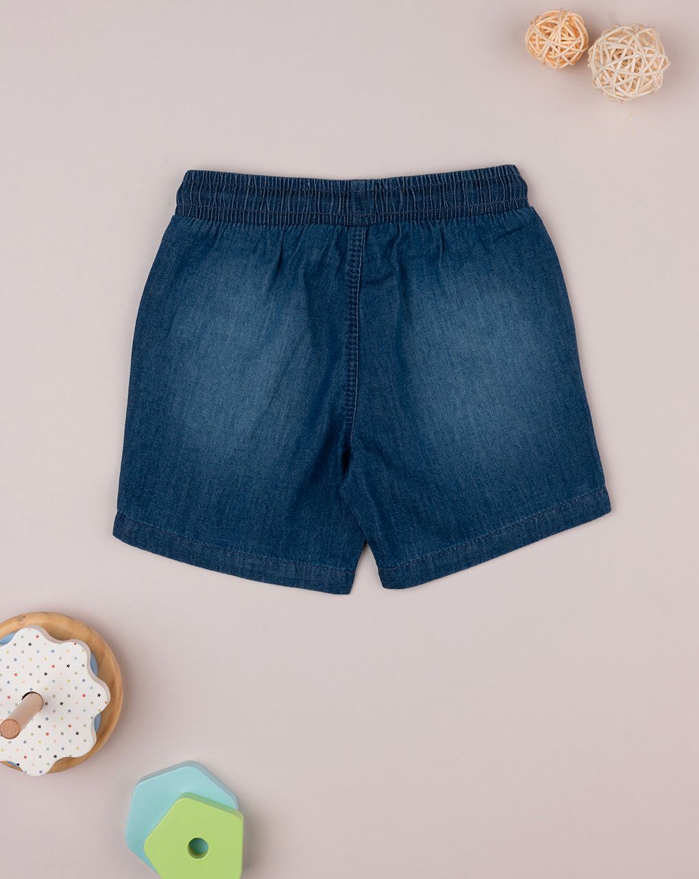 βρεφική τζιν βερμούδα μπλε σκούρο chambray για αγόρι - Prénatal