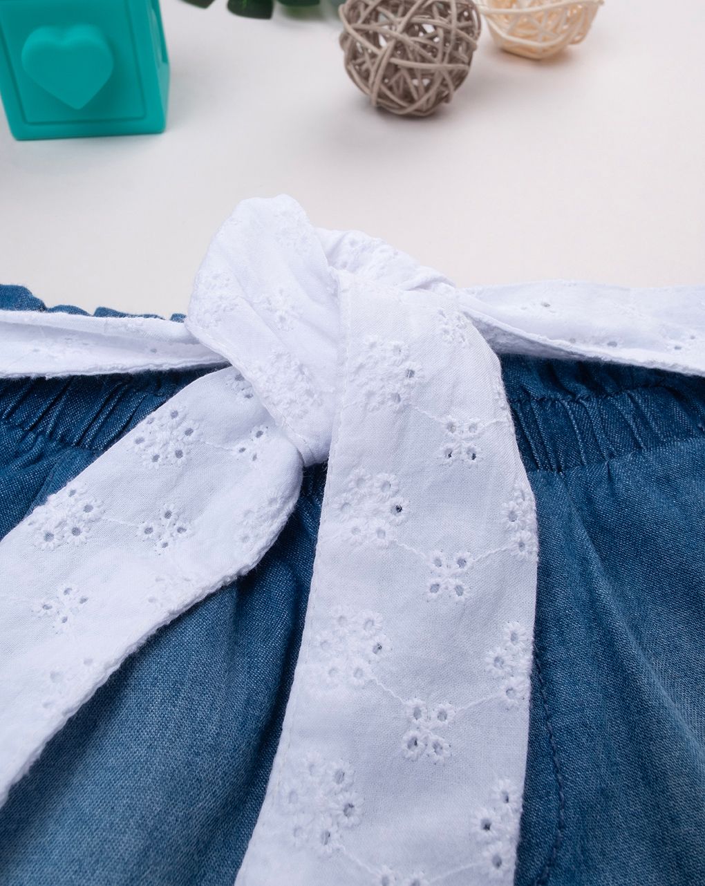 βρεφικό τζιν σορτσάκι μπλε με ζώνη για κορίτσι - Prénatal