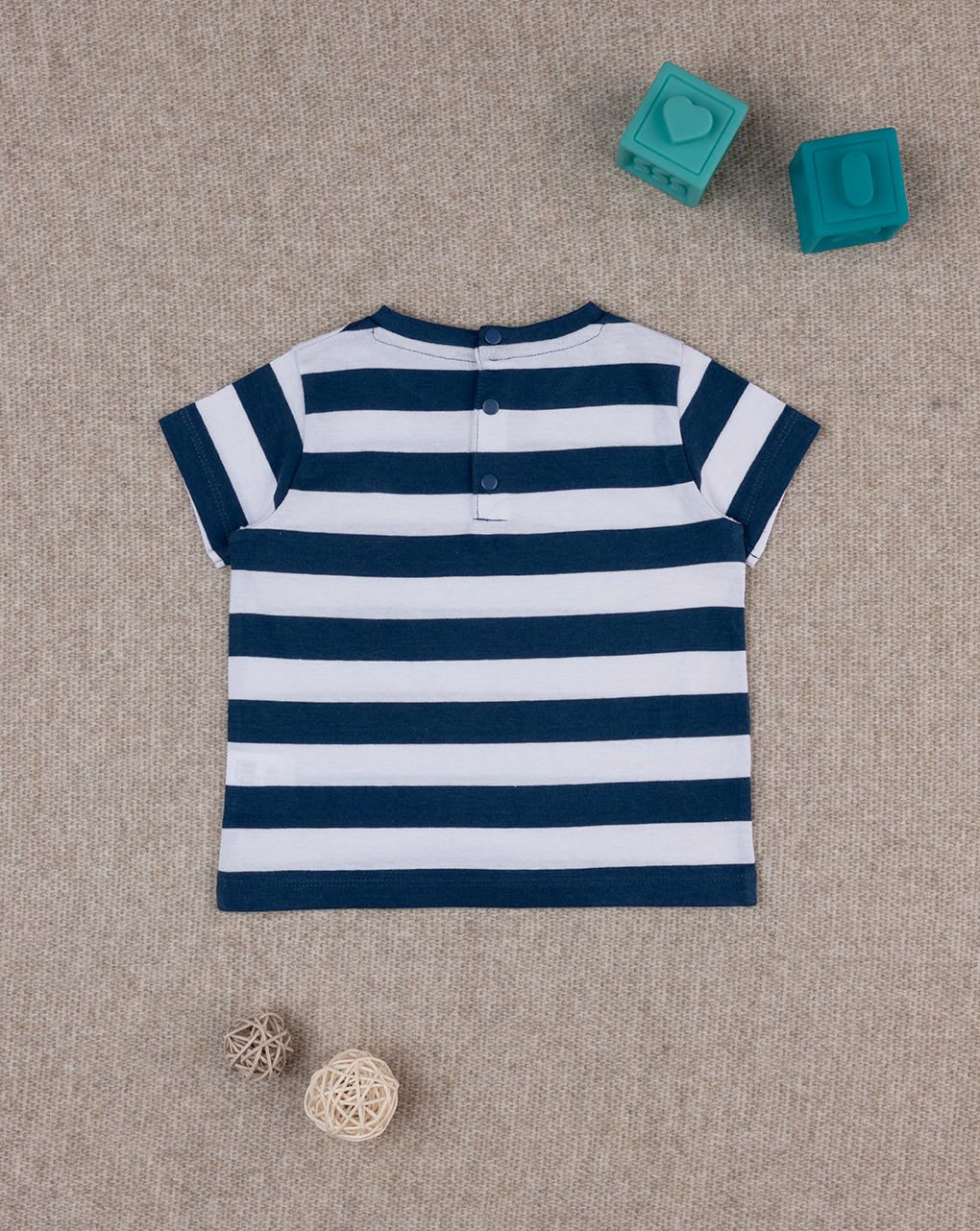 βρεφικό t-shirt basic ριγέ μπλε/λευκό "άπειρο" για αγόρι - Prénatal