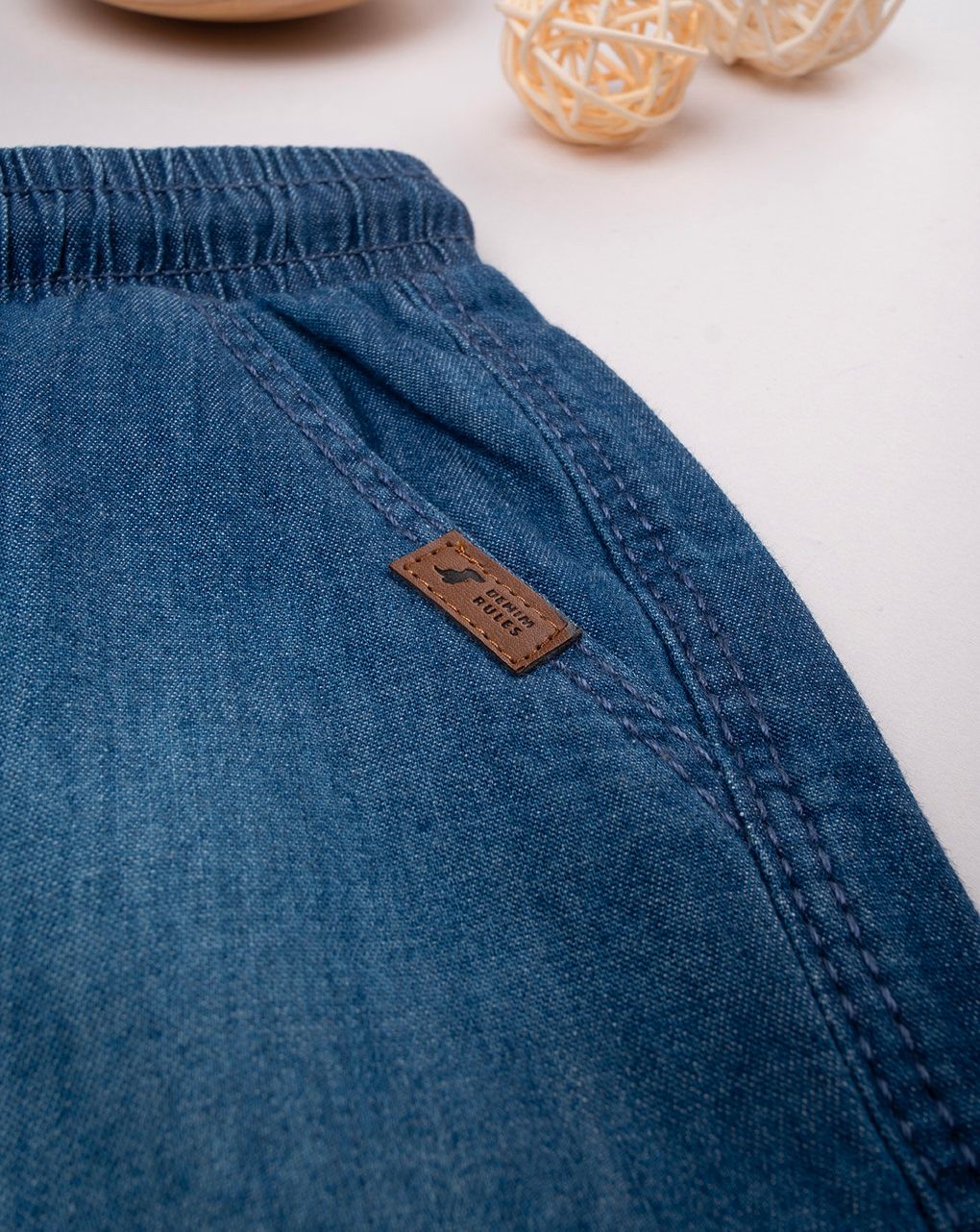 βρεφική τζιν βερμούδα μπλε σκούρο chambray για αγόρι - Prénatal