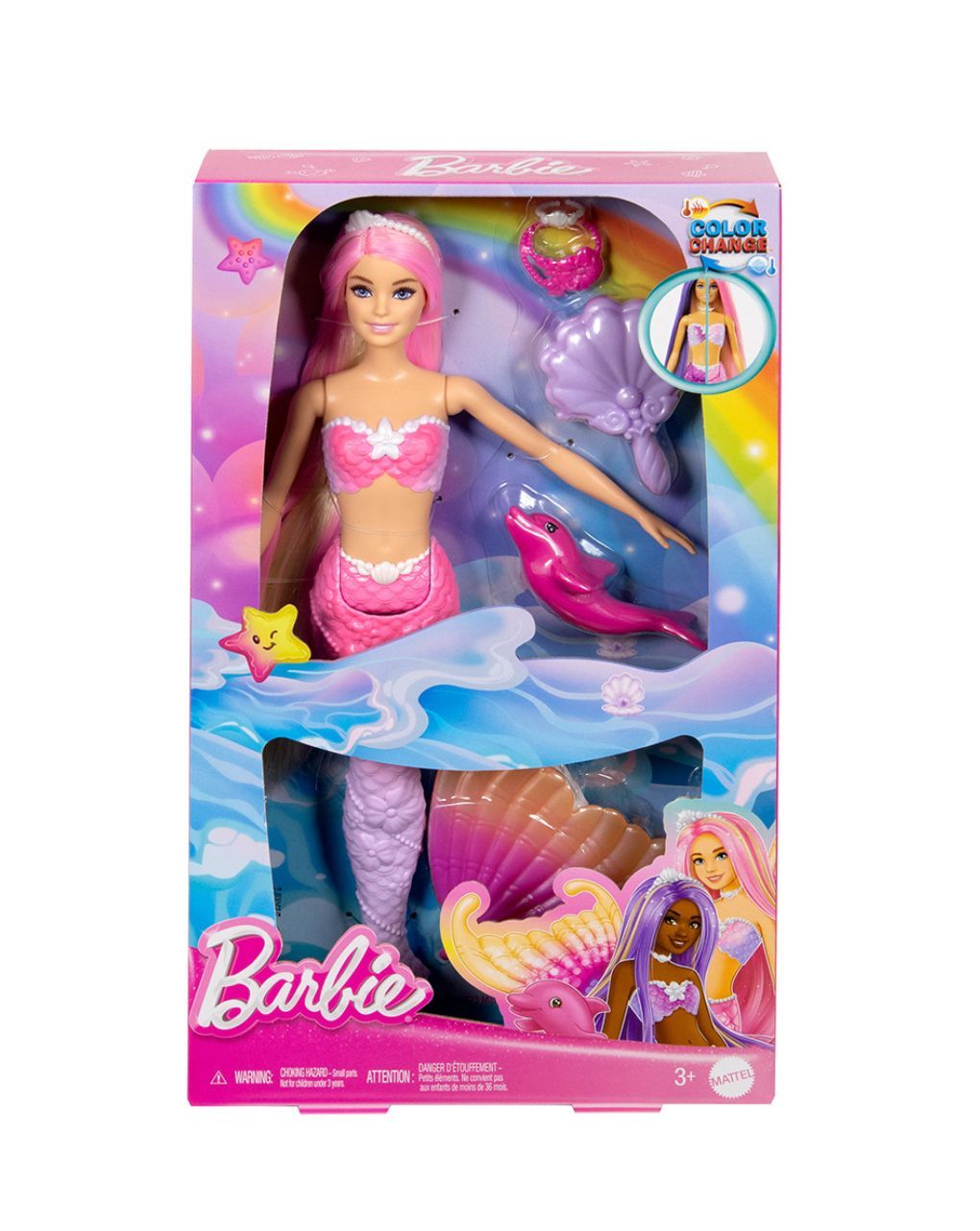 Mattel barbie γοργόνα μαγική μεταμόρφωση κούκλα με αλλαγή χρώματος hrp97 - BARBIE