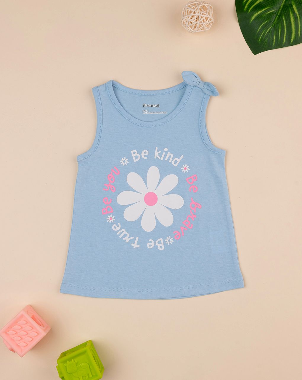 βρεφική αμάνικη μπλούζα γαλάζια με μαργαρίτα για κορίτσι - Prénatal