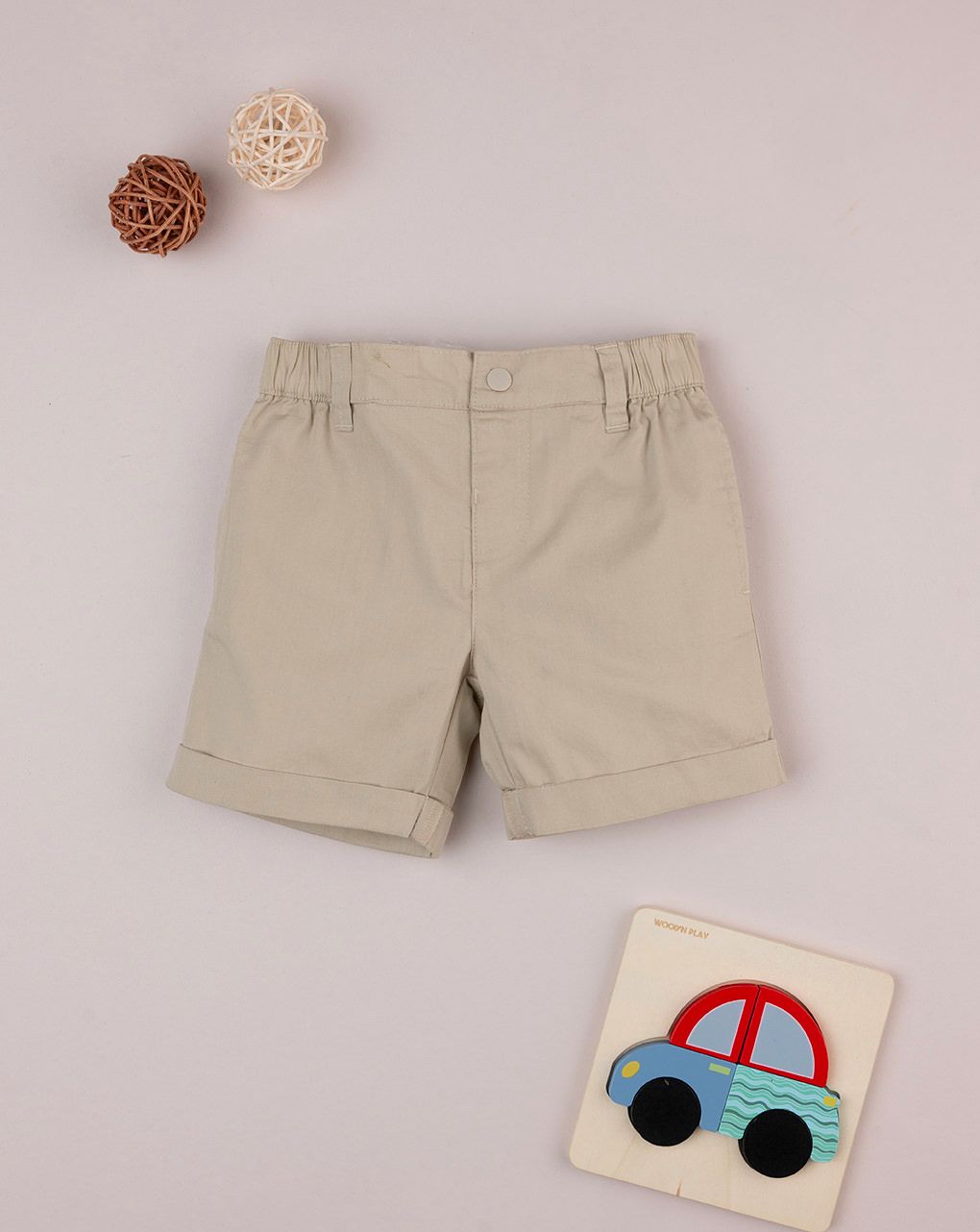 βρεφικό σορτσάκι ποπλίνα μπεζ για αγόρι - Prénatal