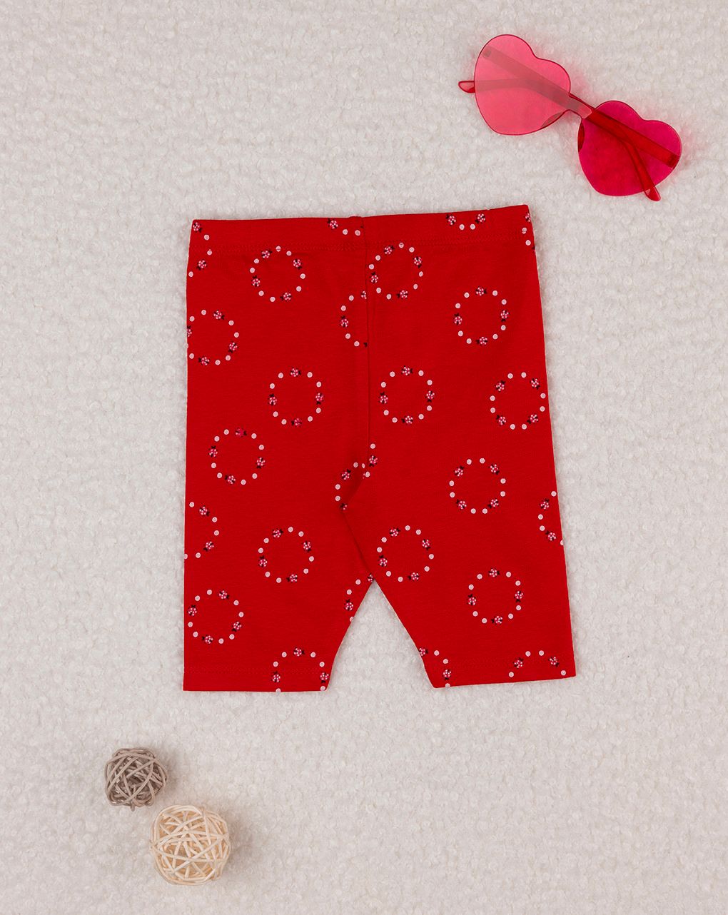 βρεφικό κολάν 3/4 κόκκινο με πασχαλίτσες για κορίτσι - Prénatal