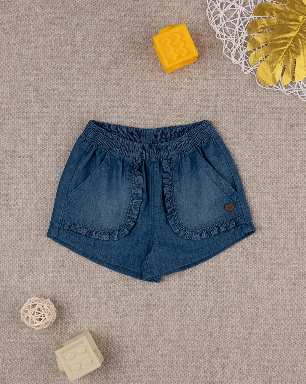 βρεφικό τζιν σορτσάκι μπλε με βολάν για κορίτσι - Prénatal