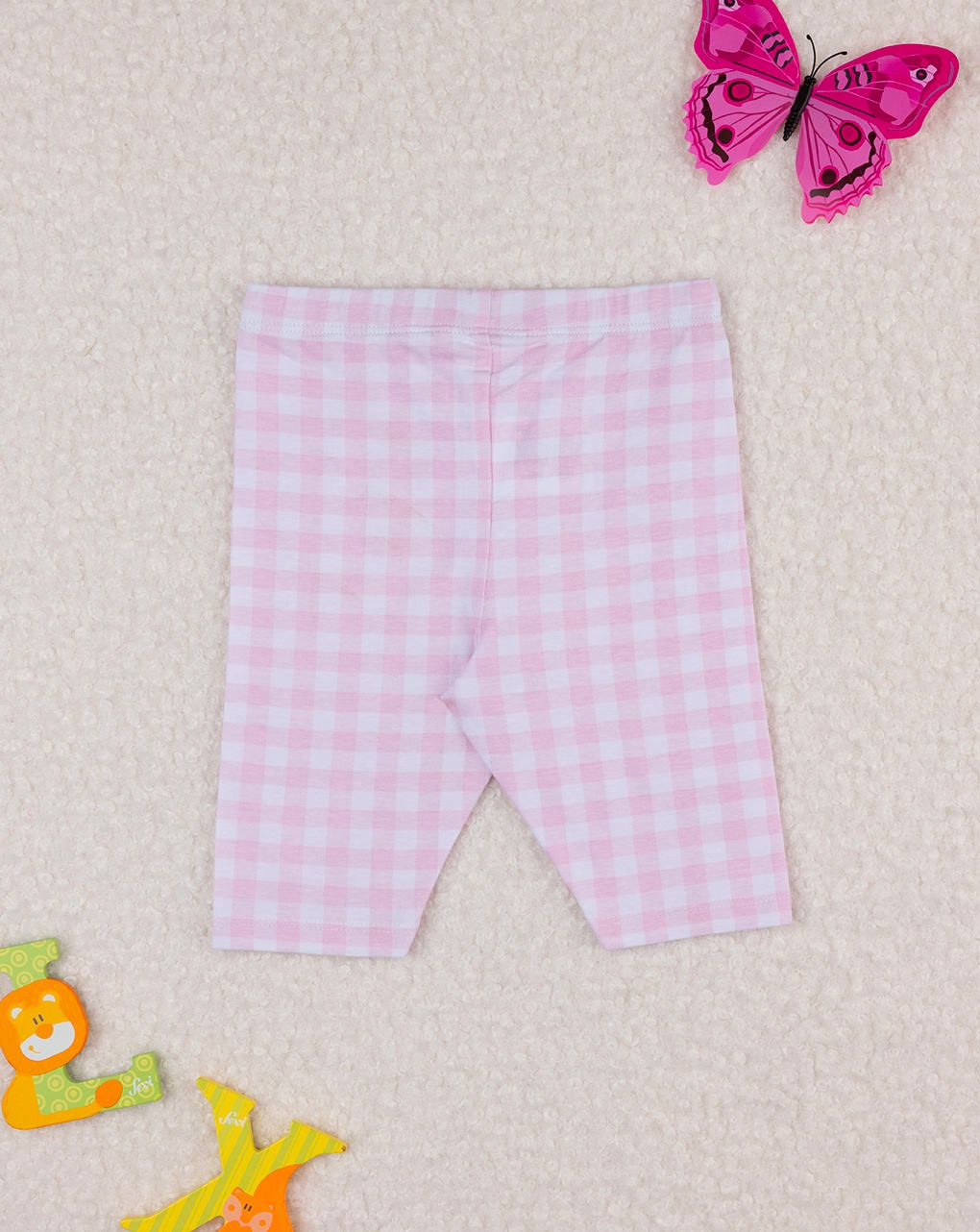 βρεφικό κολάν 3/4 καρό ροζ/λευκό για κορίτσι - Prénatal