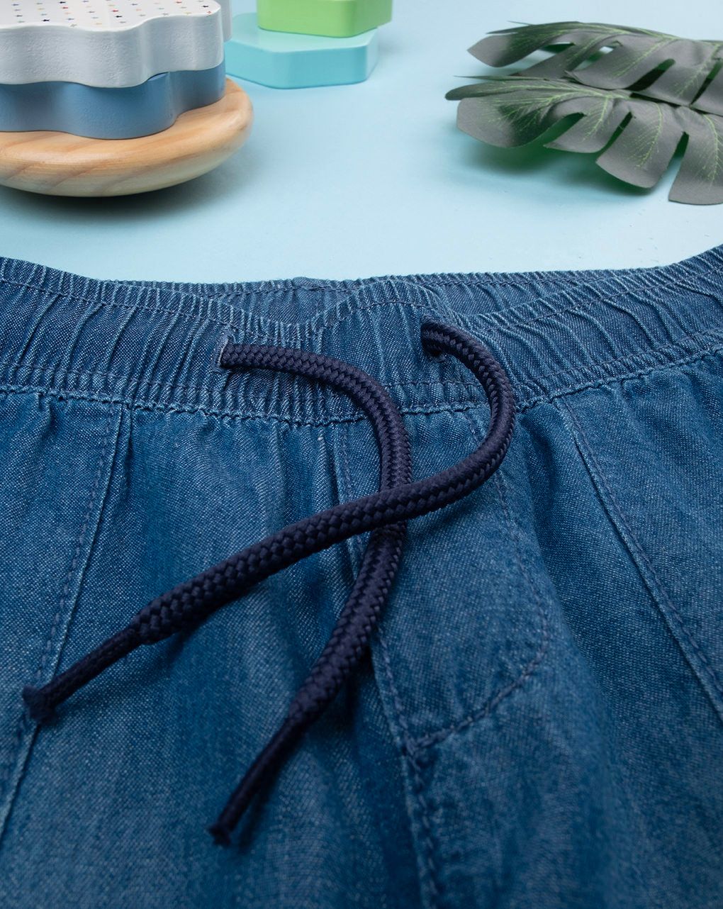 παιδική τζιν βερμούδα μπλε chambray για αγόρι - Prénatal