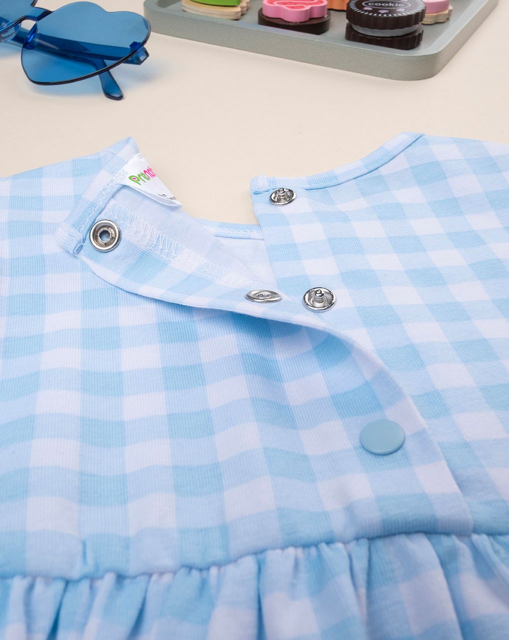 βρεφικό φόρεμα καρό γαλάζιο/λευκό για κορίτσι - Prénatal