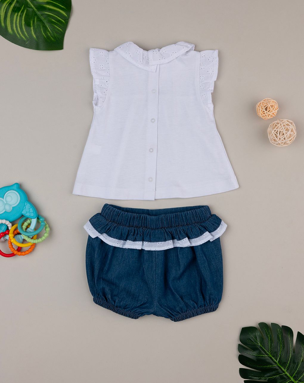 βρεφικό σετ t-shirt και σορτσάκι denim για κορίτσι - Prénatal