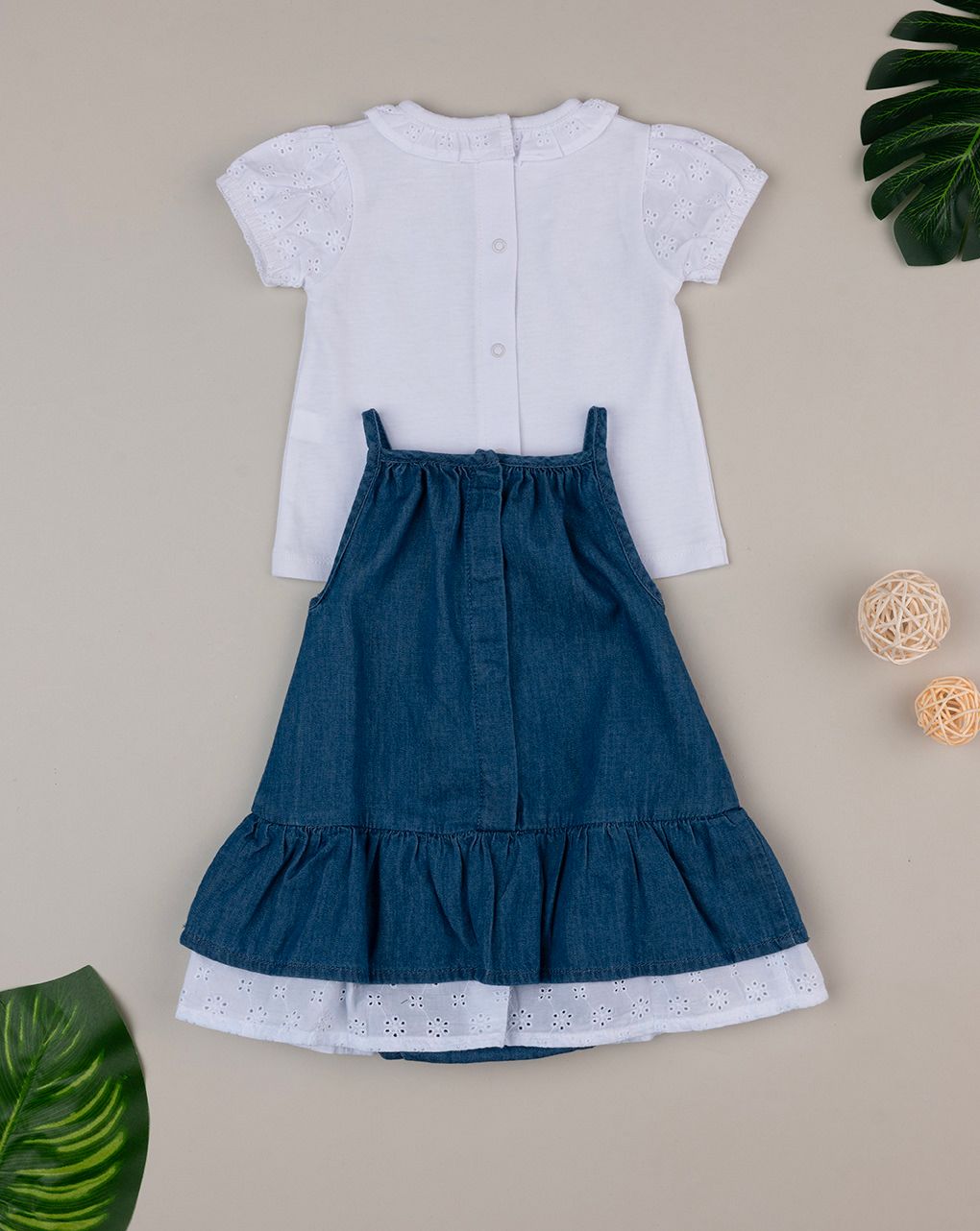 βρεφικό σετ t-shirt και φόρεμα denim chambray για κορίτσι - Prénatal