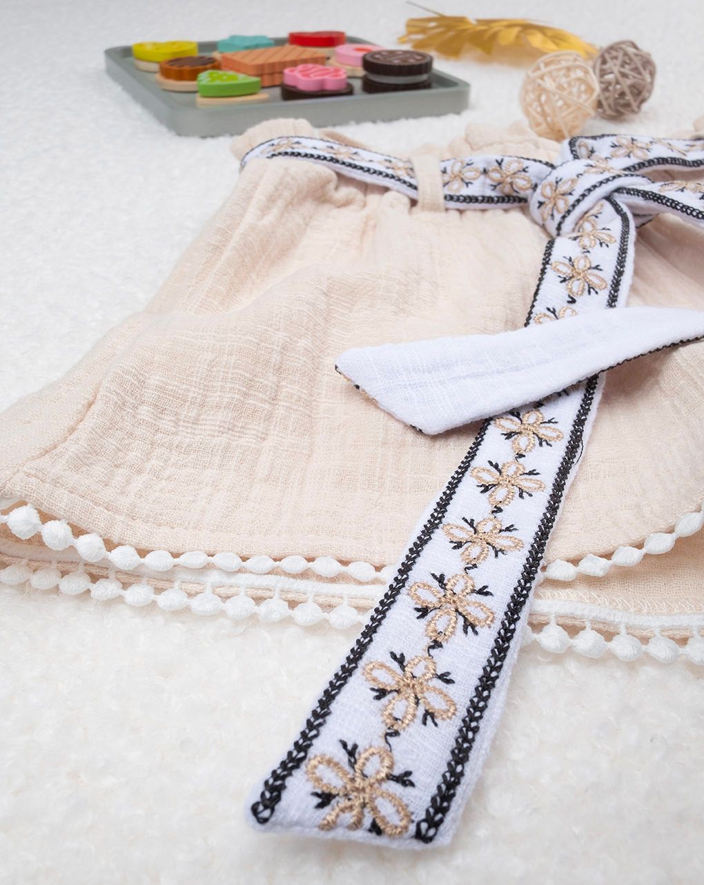 παιδικό σορτσάκι μπεζ μουσελίνα έθνικ για κορίτσι - Prénatal