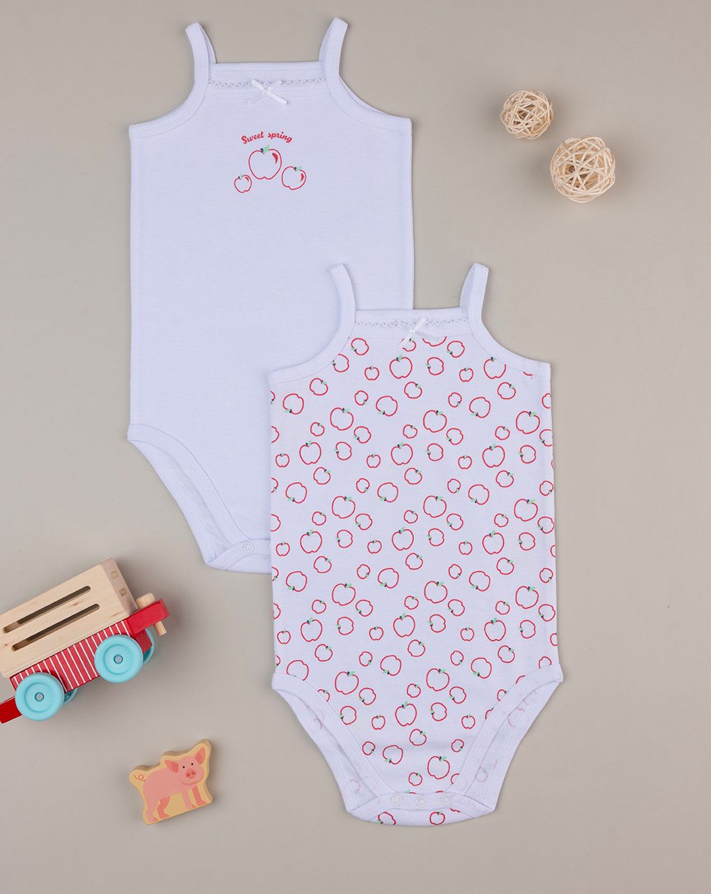 βρεφικά κορμάκια πακέτο x2 μήλα για κορίτσι