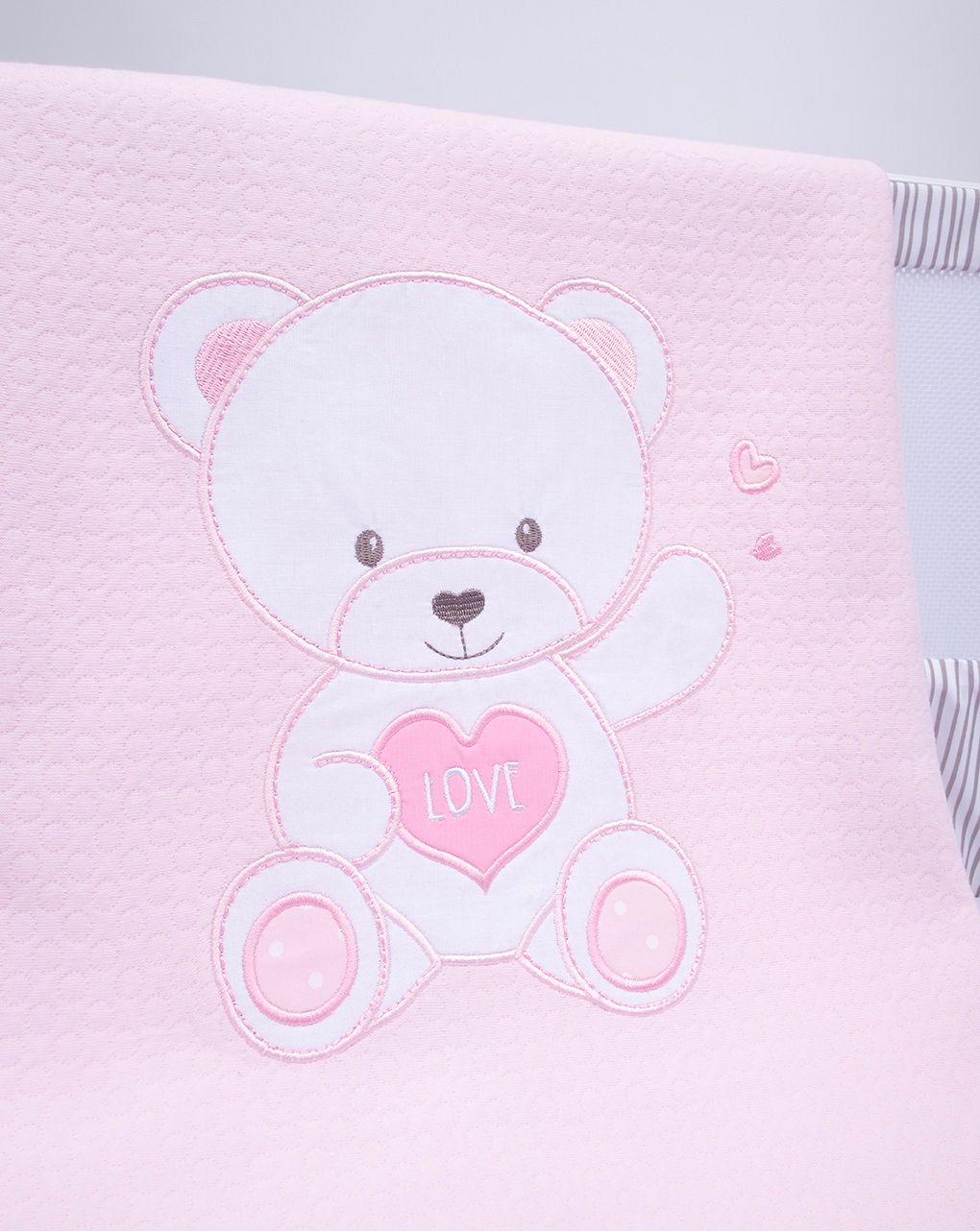 καλοκαιρινή κουβέρτα για λίκνο/πορτ-μπεμπέ ροζ με αρκουδάκι - Prénatal