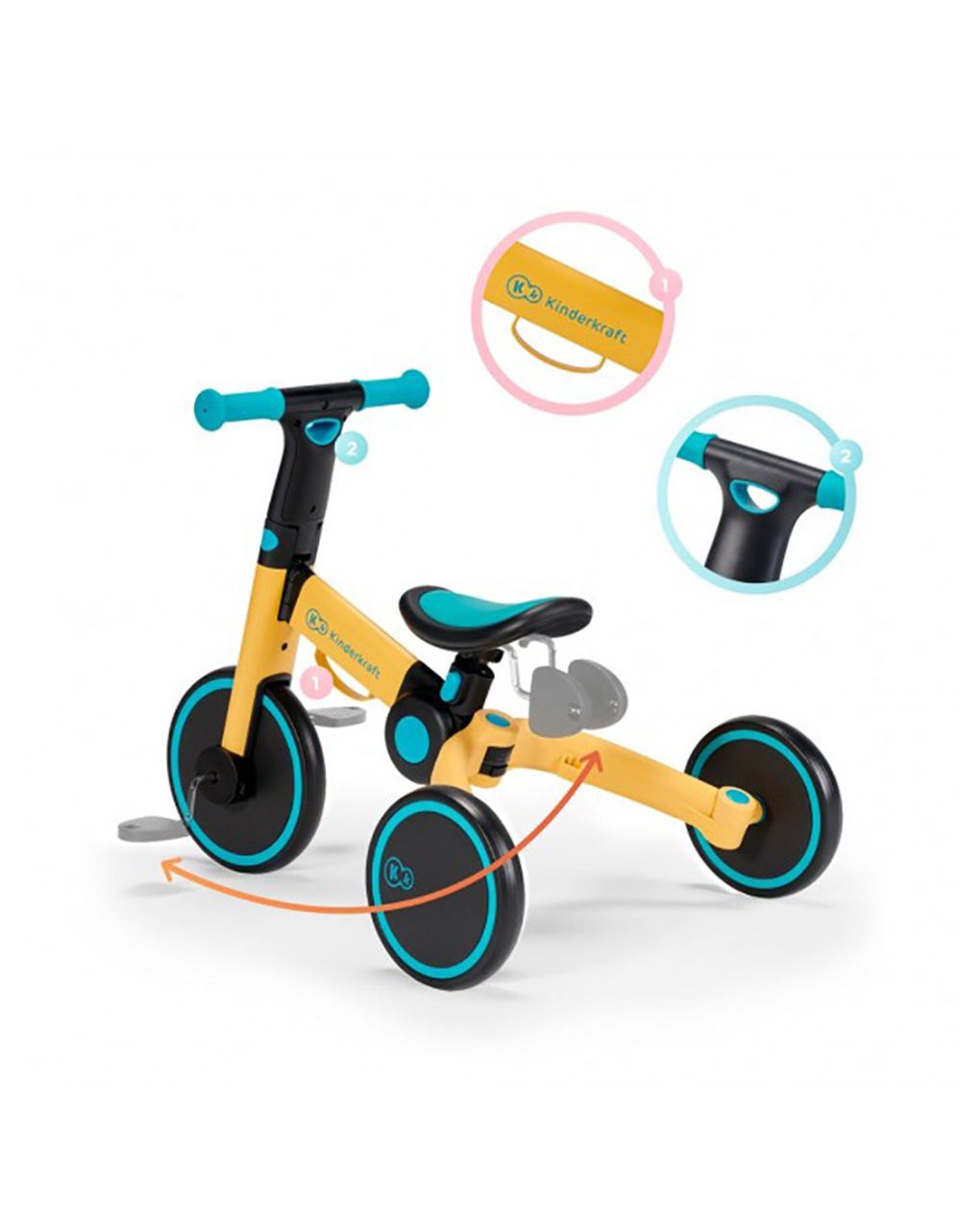 Kinderkraft πτυσόμενο τρίκυκλο ποδήλατο 4trike, sunflower blue - Kinderkraft