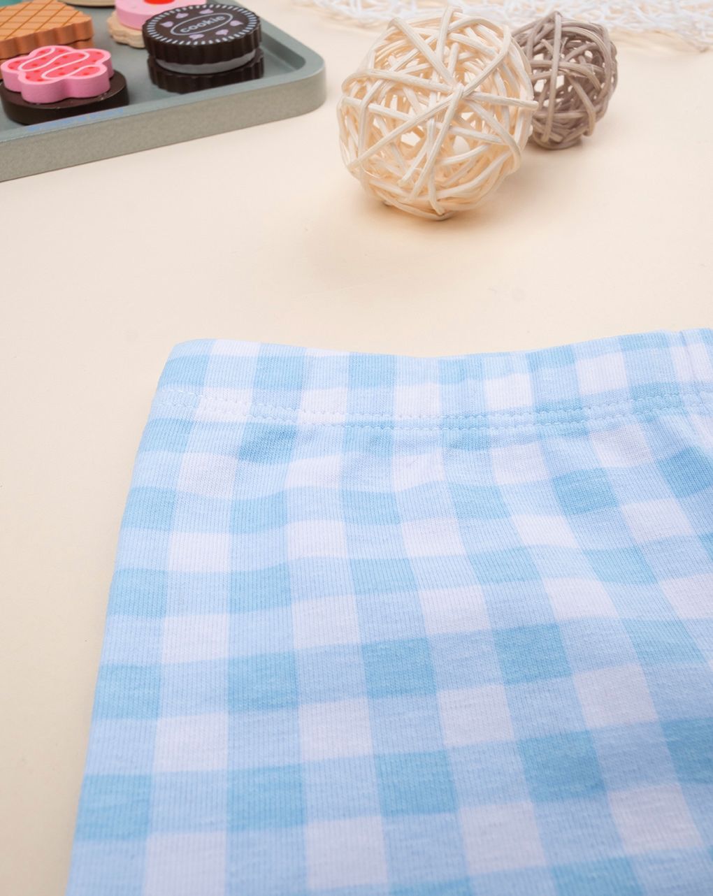 βρεφικό κολάν 3/4 καρό γαλάζιο/λευκό για κορίτσι - Prénatal