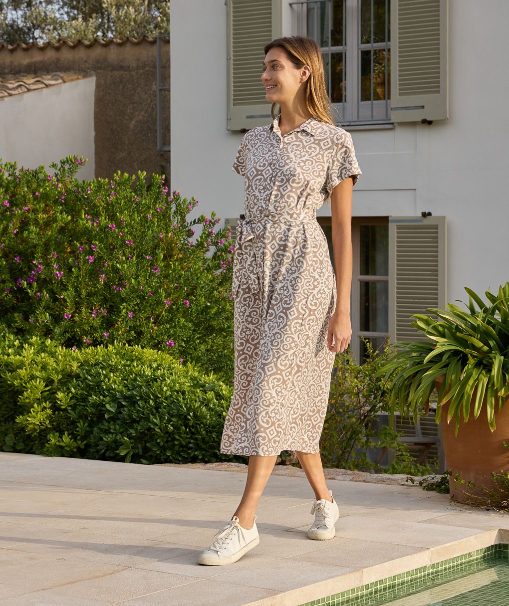 γυναικείο φόρεμα chemisier εγκυμοσύνης/θηλασμού μπεζ μαγιολικό - Prénatal