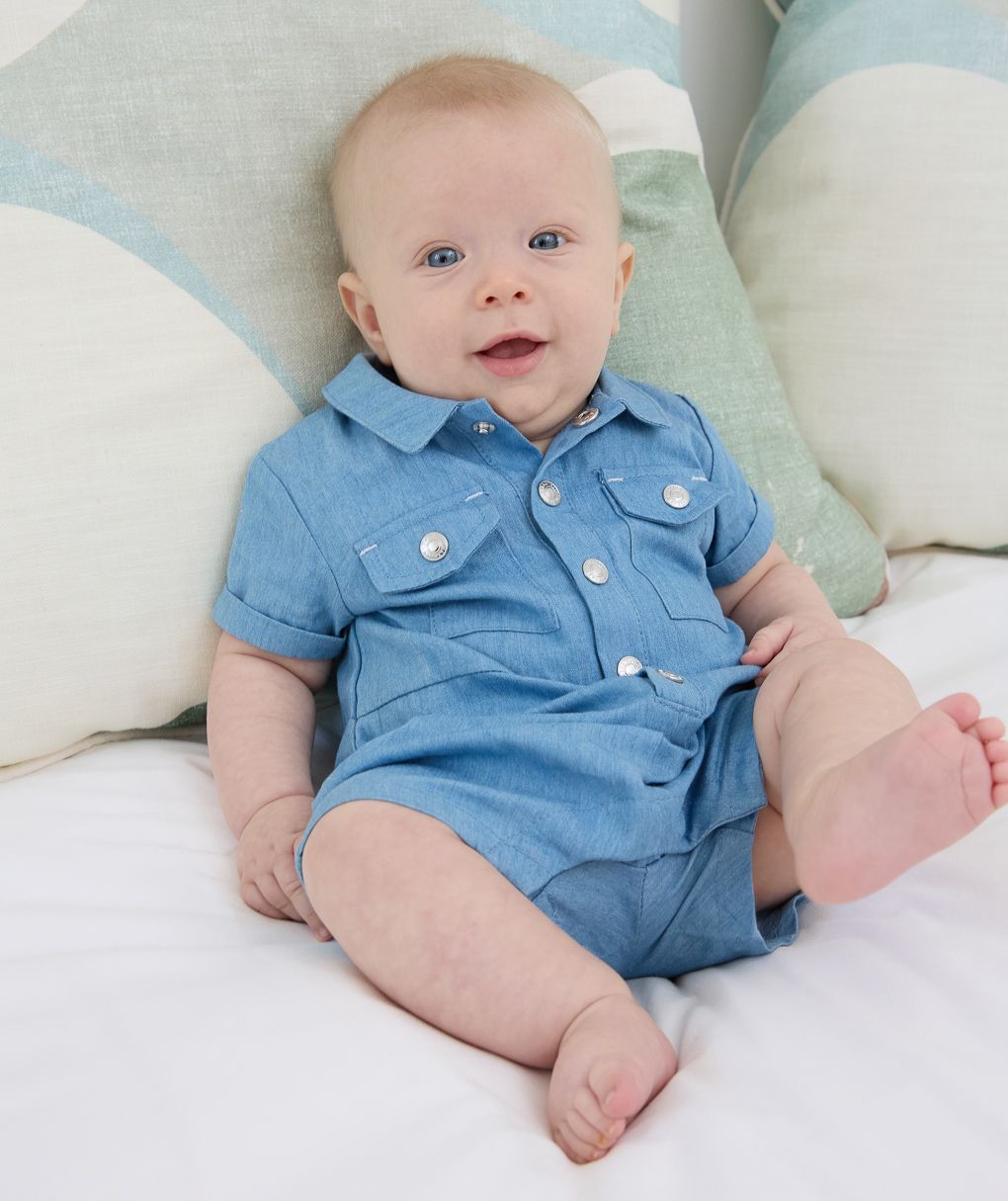 βρεφικό φορμάκι denim chambray για αγόρι - Prénatal