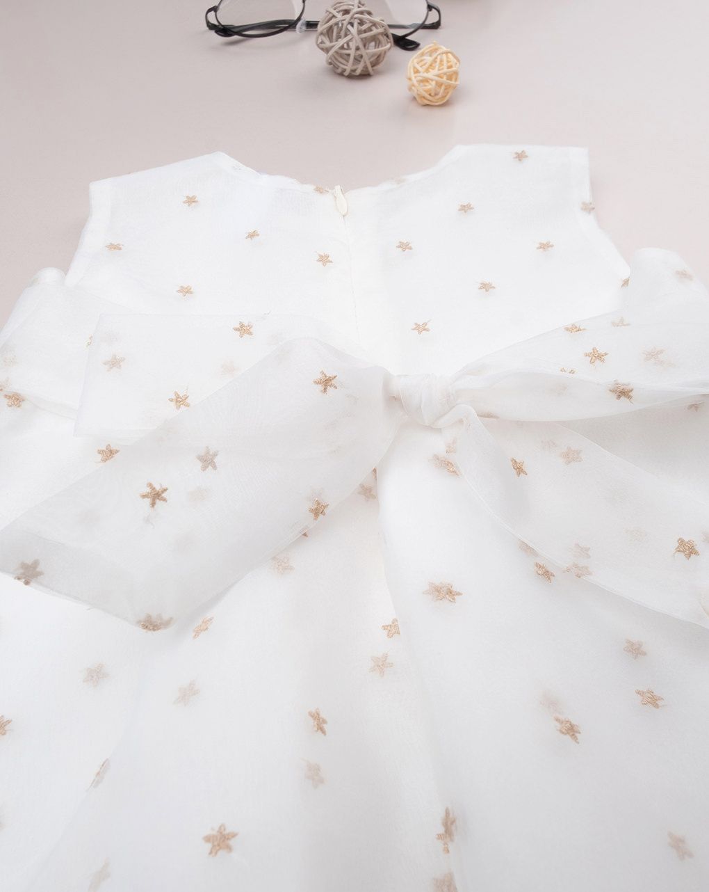 βρεφικό φόρεμα λευκό με αστεράκια για κορίτσι - Prénatal