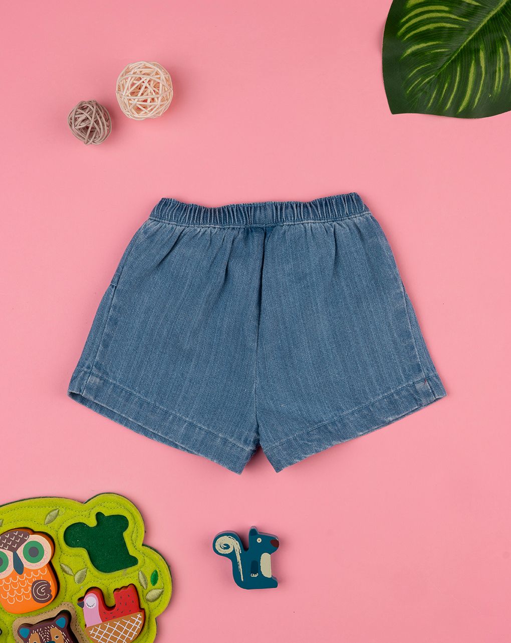 βρεφικό τζιν σορτσάκι με λουλούδια για κορίτσι - Prénatal