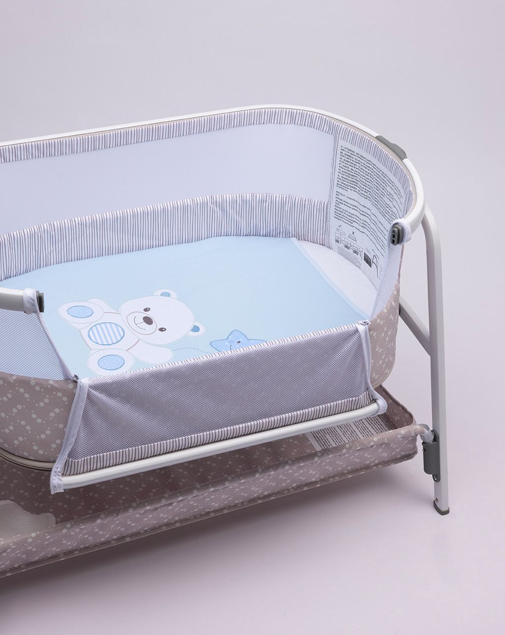 καλοκαιρινή κουβέρτα για λίκνο/πορτ-μπεμπέ γαλάζια με αρκουδάκι - Prénatal