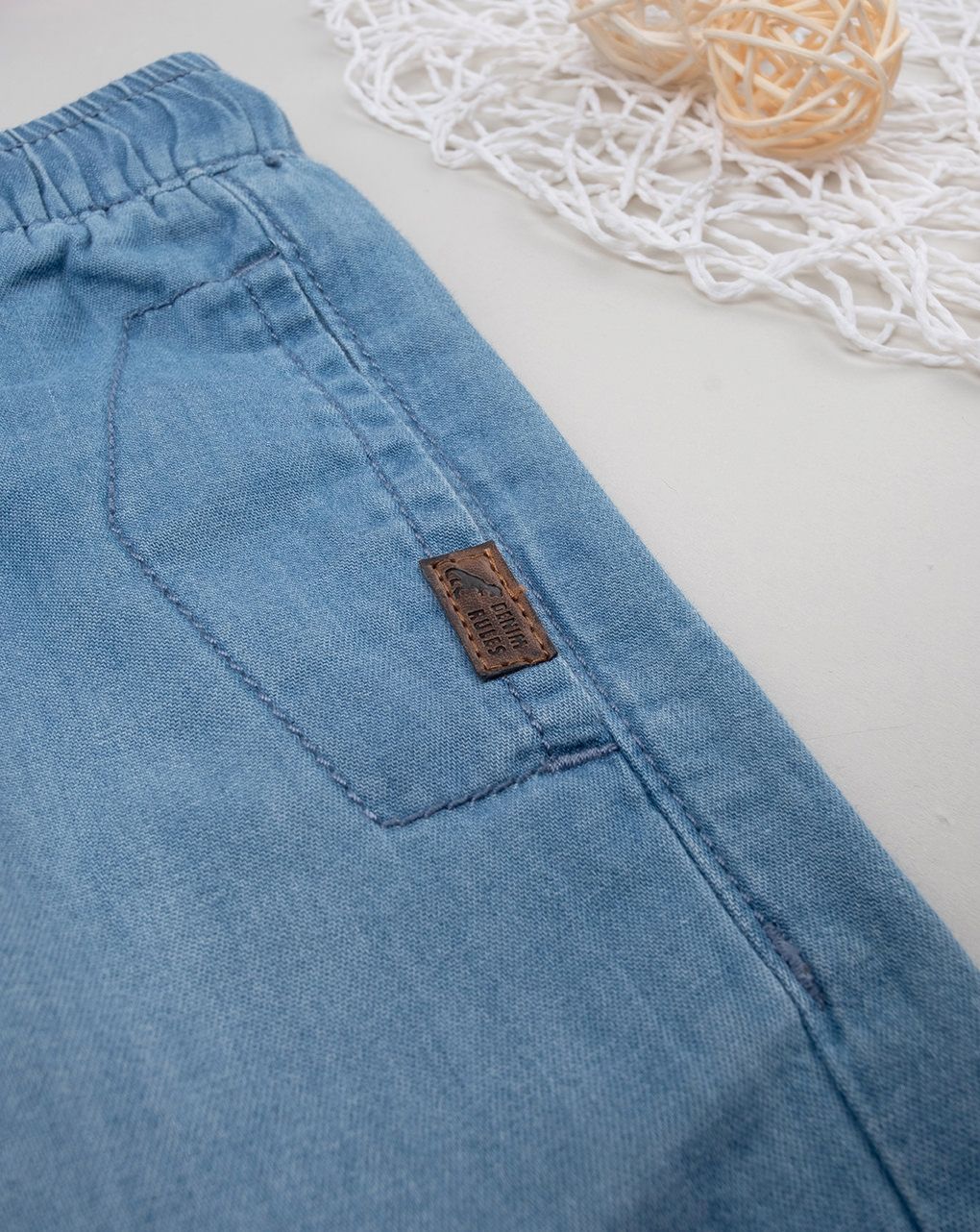 παιδική τζιν βερμούδα μπλε ανοιχτό chambray για αγόρι - Prénatal