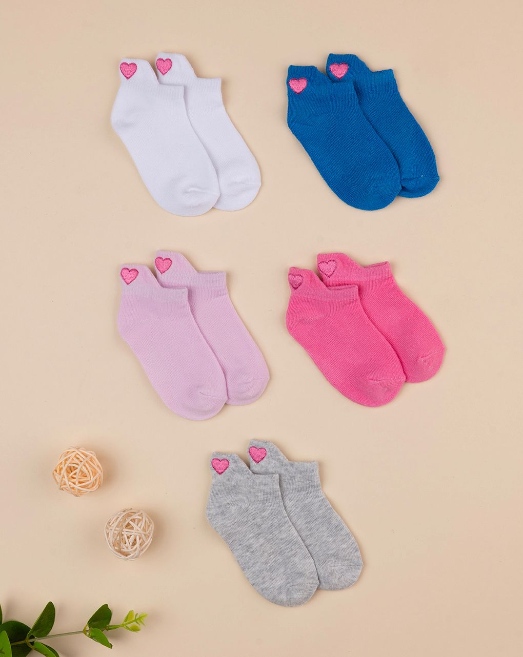 βρεφικά καλτσάκια πακέτο x5 καρδούλες για κορίτσι