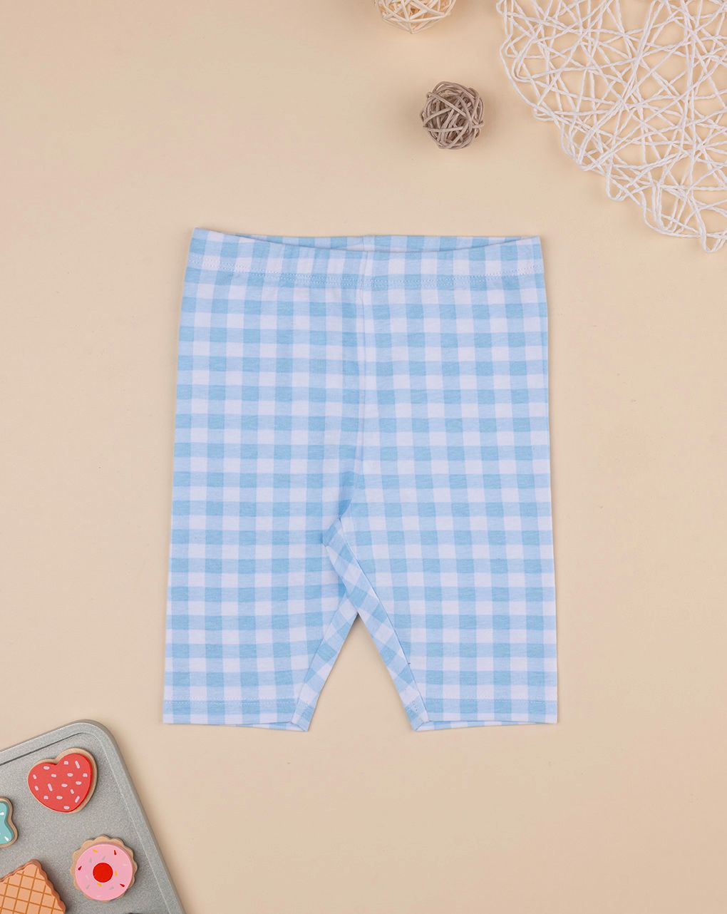 βρεφικό κολάν 3/4 καρό γαλάζιο/λευκό για κορίτσι - Prénatal