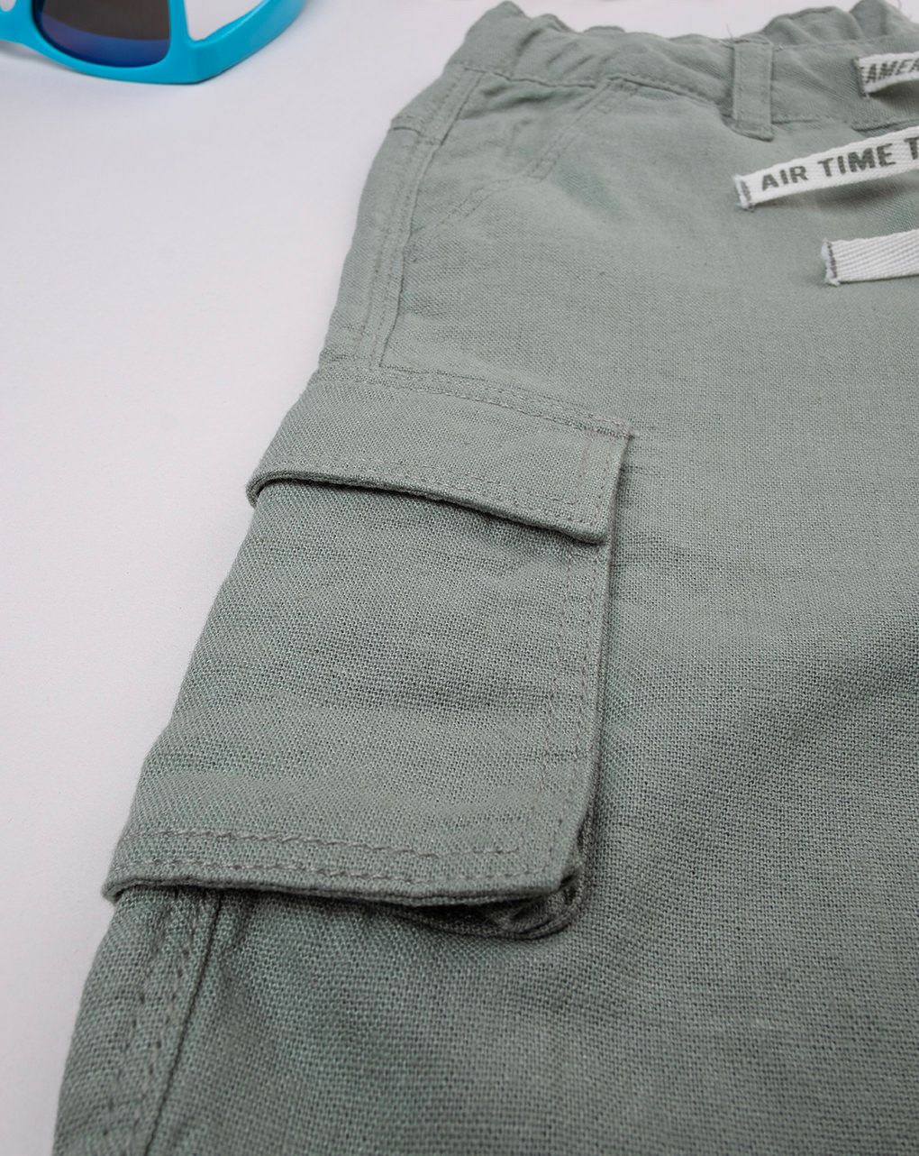 παιδική βερμούδα λινή λαδί για αγόρι - Prénatal