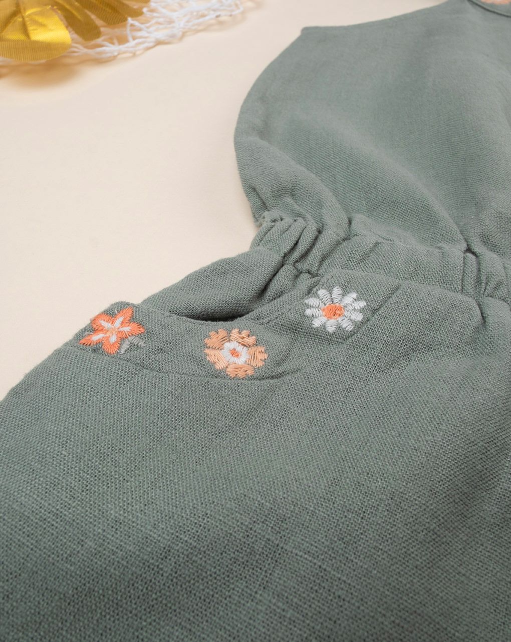 παιδική ολόσωμη φόρμα χακί με λουλούδια για κορίτσι - Prénatal