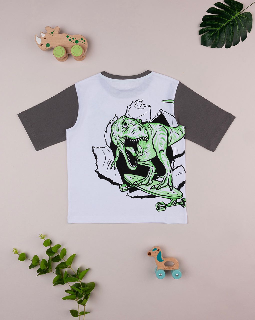 παιδικό t-shirt λευκό t-rex για αγόρι - Prénatal