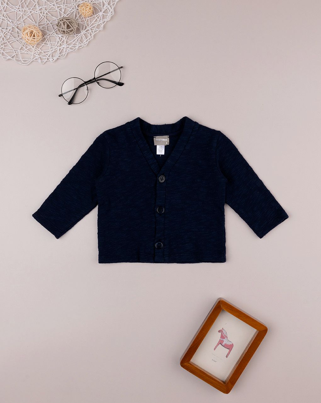 βρεφικό πλεκτό ζακετάκι μπλε για αγόρι - Prénatal