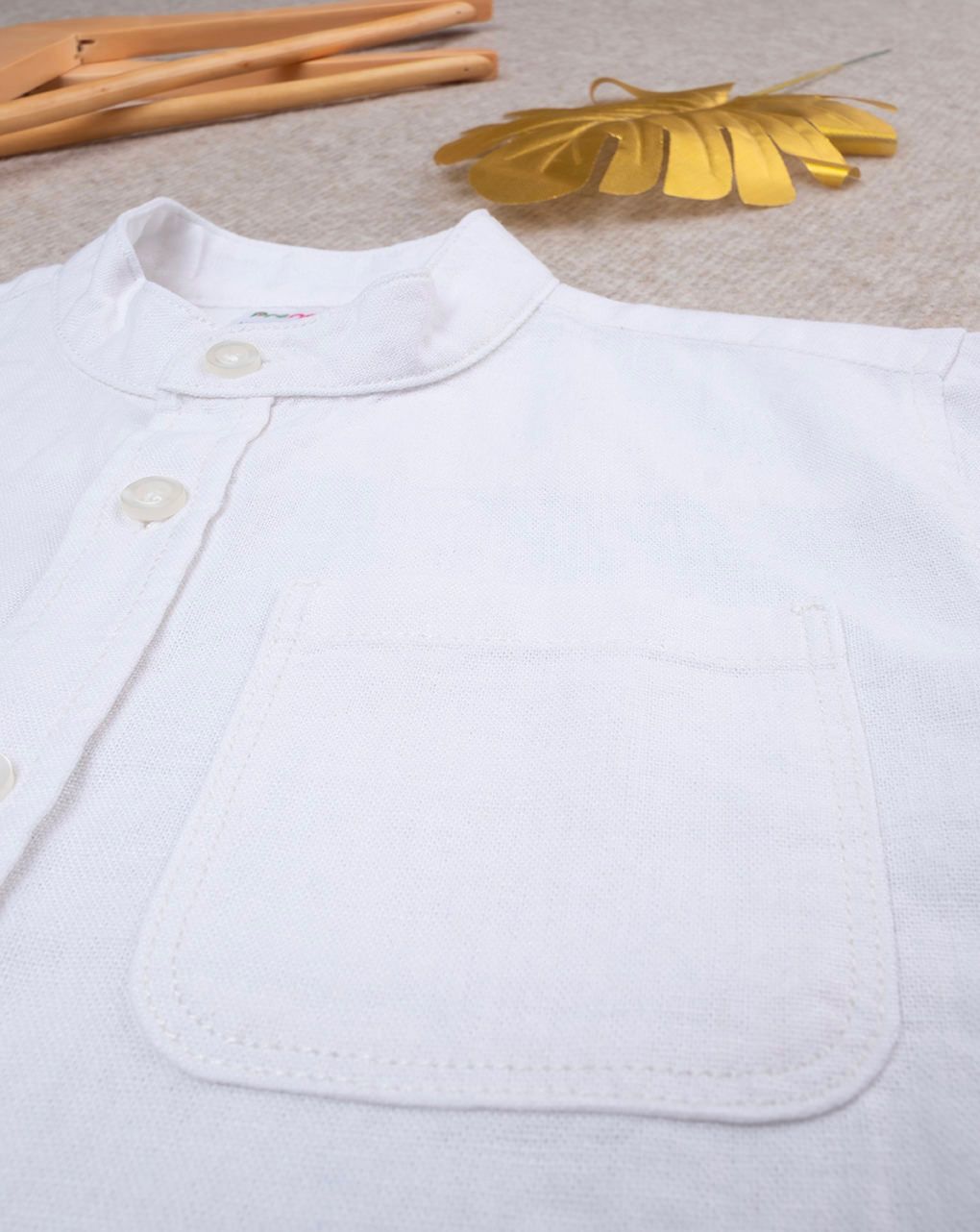 παιδικό πουκάμισο λινό λευκό για αγόρι - Prénatal