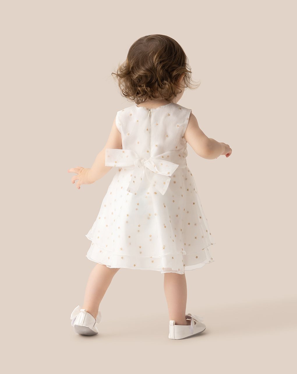 βρεφικό φόρεμα λευκό με αστεράκια για κορίτσι - Prénatal