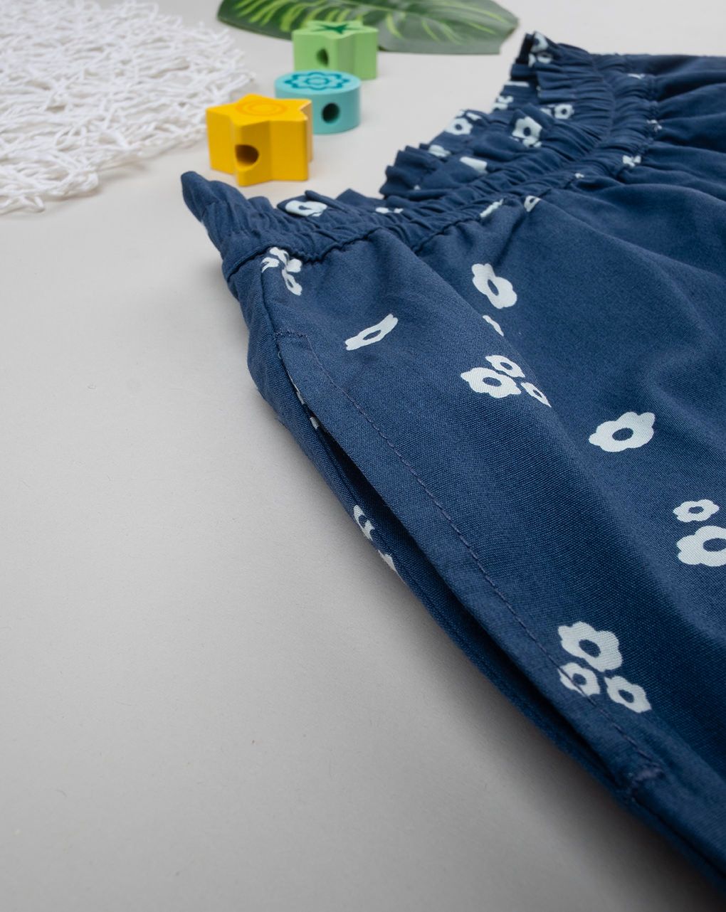 παιδικό σορτσάκι μπλε φλοράλ για κορίτσι - Prénatal