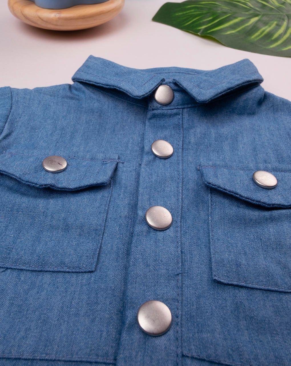 βρεφικό φορμάκι denim chambray για αγόρι - Prénatal