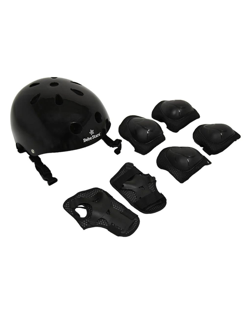 παιδικό κράνος + σετ προστατευτικά για πατίνια - τρίκυκλα bebe stars black 669-188 - Bebe Stars