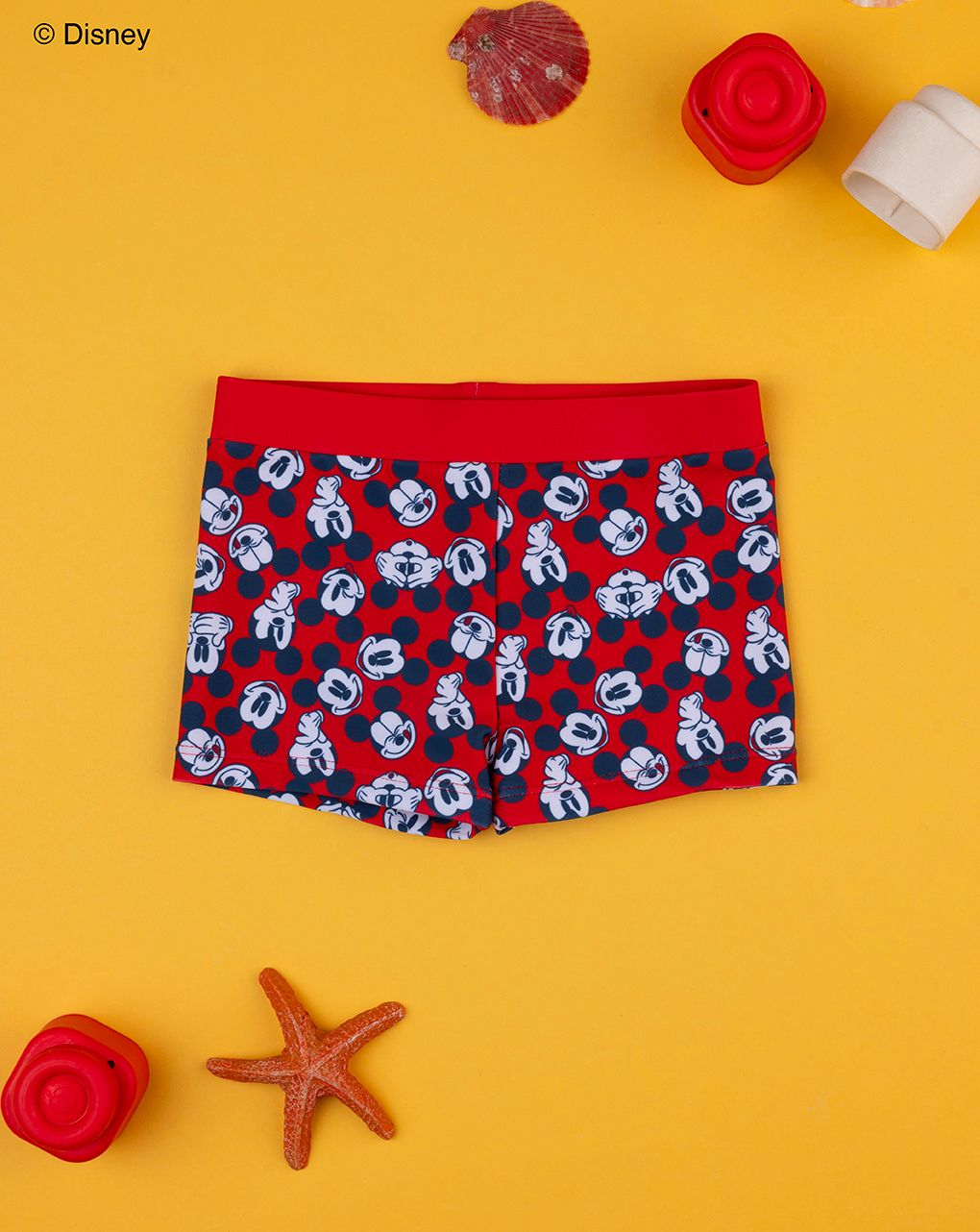 βρεφικό μαγιό σορτσάκι κόκκινο με τον mickey για αγόρι