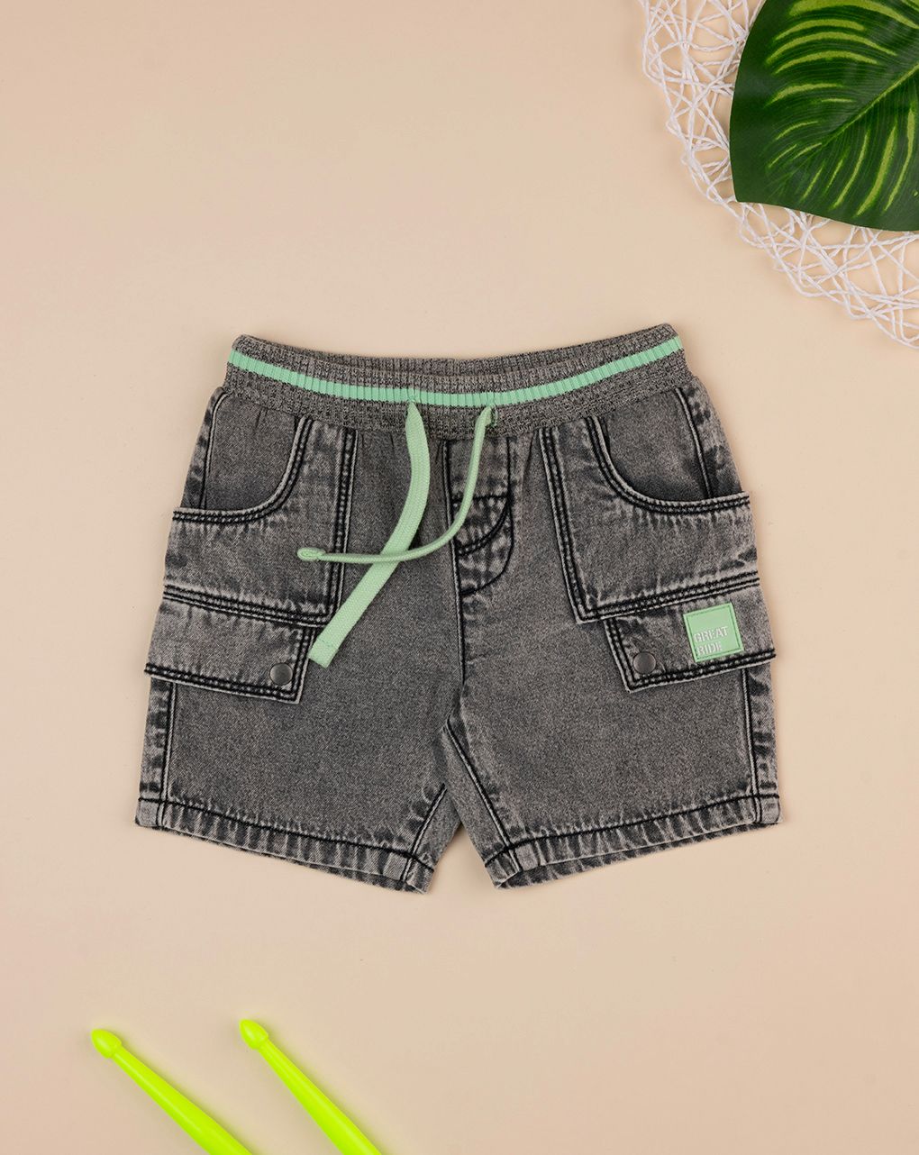 βρεφική τζιν βερμούδα γκρι για αγόρι - Prénatal