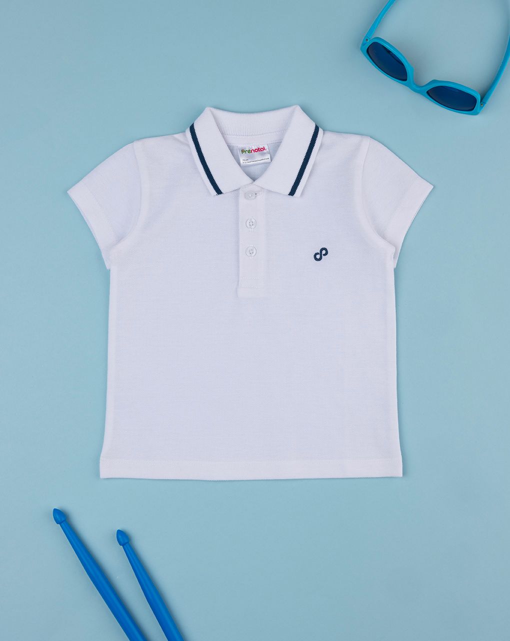 βρεφικό t-shirt πόλο λευκό "άπειρο" για αγόρι - Prénatal
