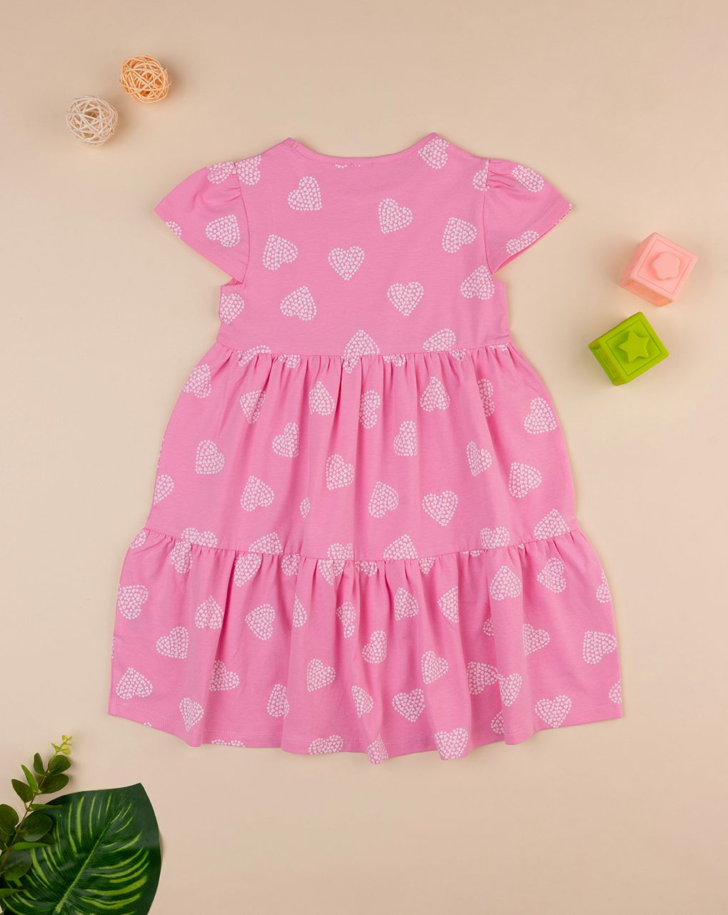 παιδικό φόρεμα ροζ με καρδούλες για κορίτσι - Prénatal