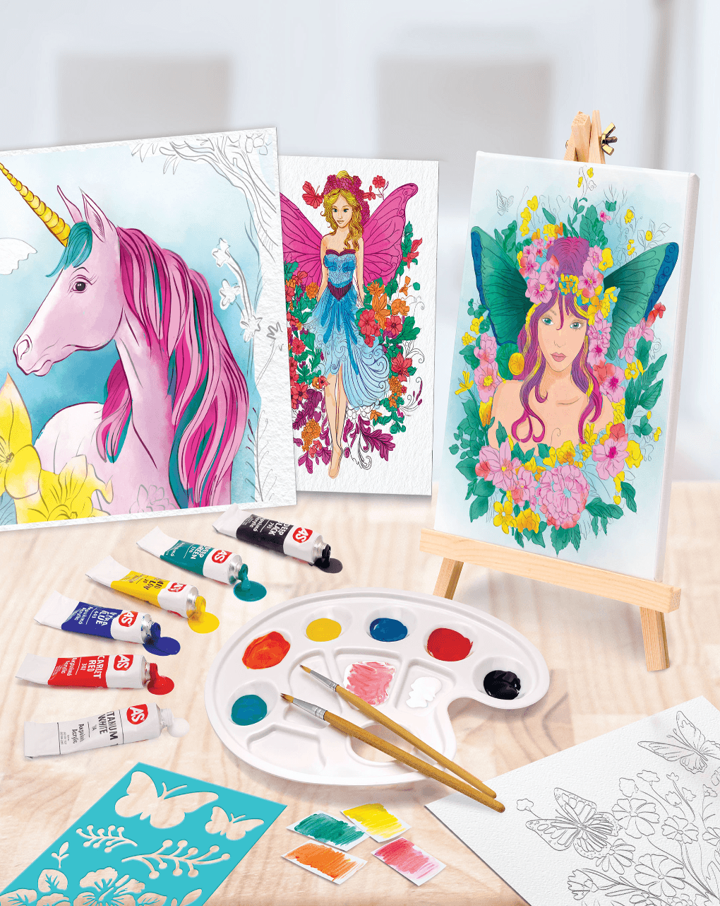 As company εργαστήριο ζωγραφικής ακρυλικά χρώματα σετ ζωγραφικής με ξύλινο καβαλέτο 1038-11026 - AS Company