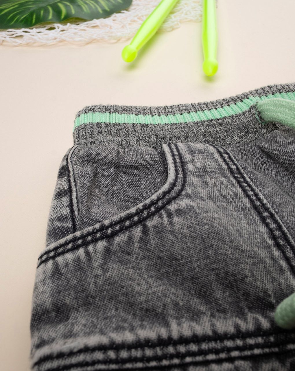 βρεφική τζιν βερμούδα γκρι για αγόρι - Prénatal