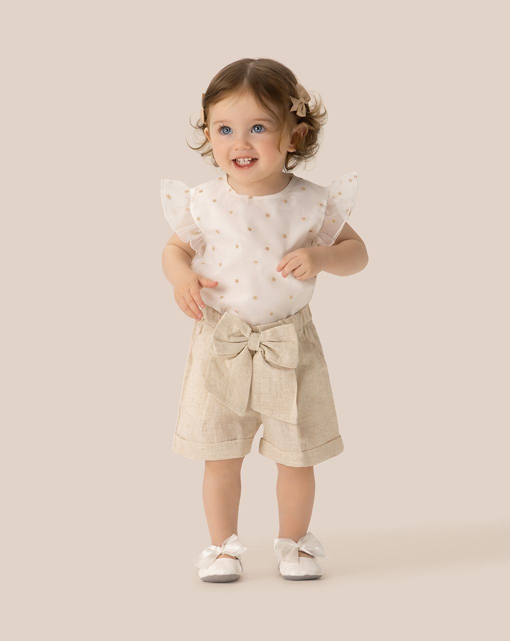 βρεφικό σετ t-shirt και σορτσάκι λινό για κορίτσι - Prénatal